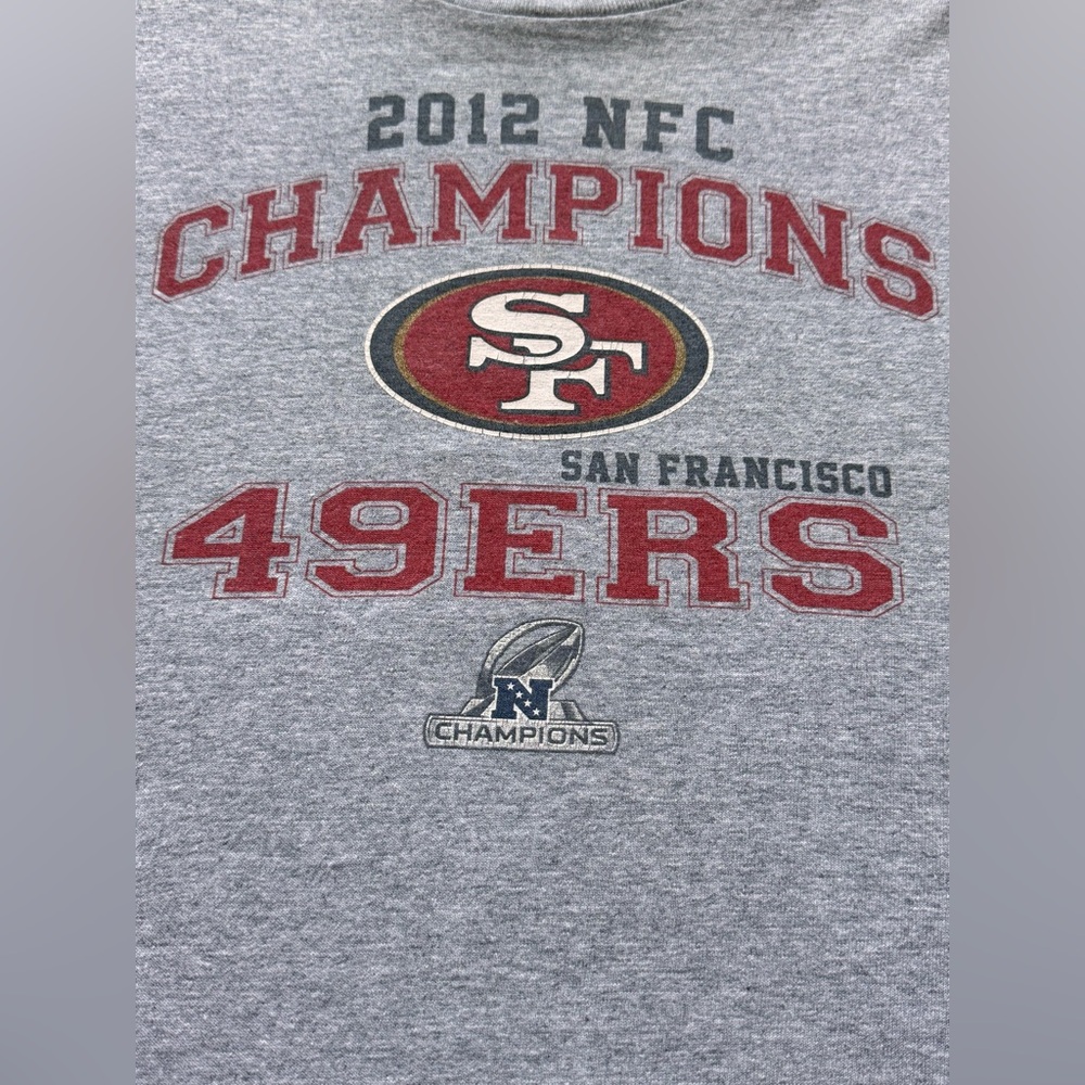 2012 NFL AUTHENTIC 49er Championship T-Shirt! Gray Heather Great PO Condition L - Picture 5 of 6
